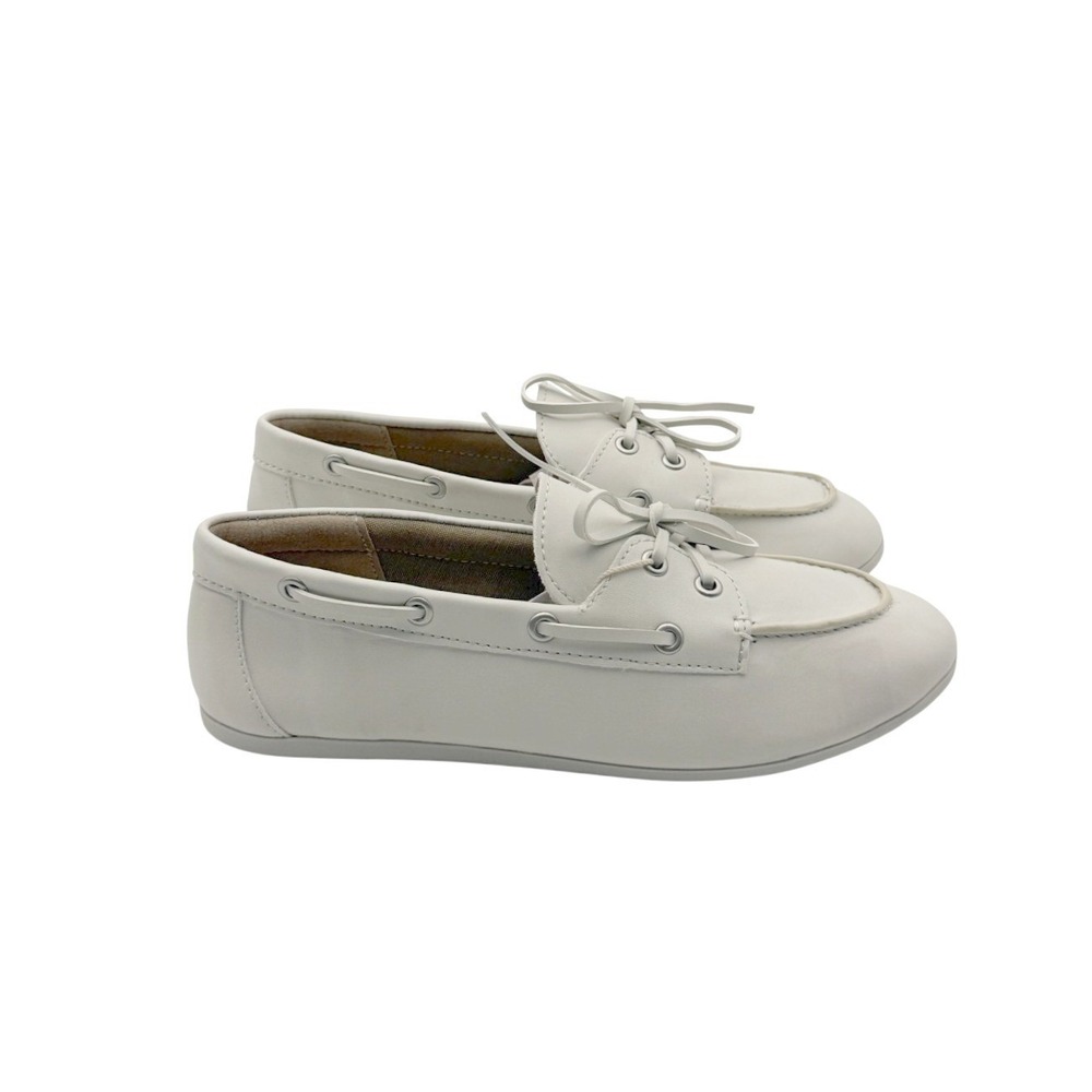 Tommy Bahama Womens 9M White Seafairer Faux Leather Loafer Boat Shoes Preppy